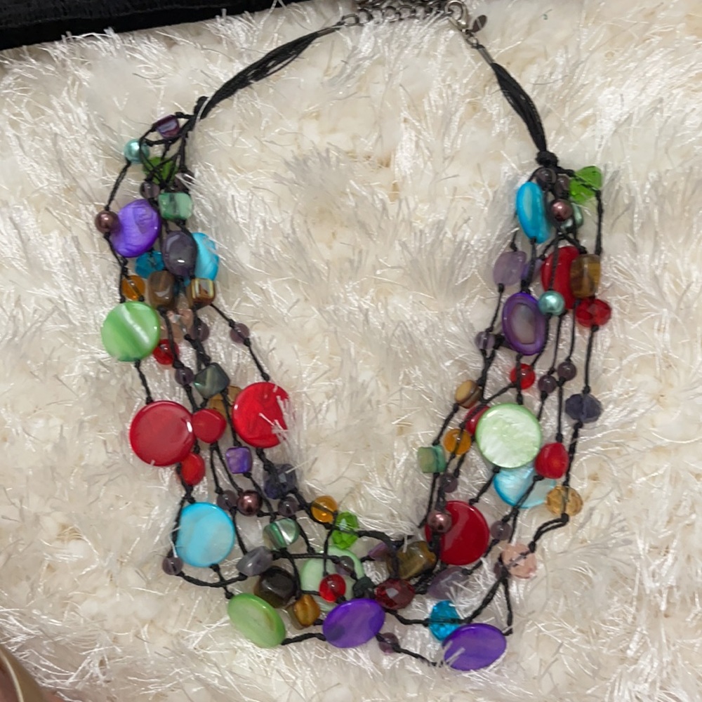 Premier Multicolored Bead Necklace w/Earrings